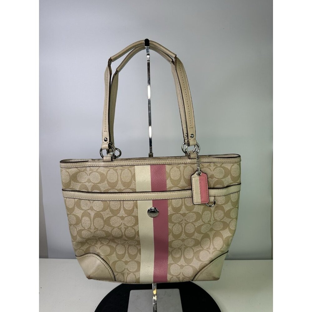 For Repair- Vintage COACH CHELSEA HERITAGE F14477 Leather Signature Tote Handbag